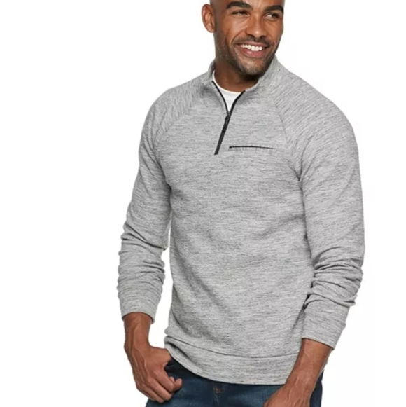 Marc Anthony Heathered Gray Quarter Zip Sweatshirt Men's Size Lg Slim - Picture 1 of 4